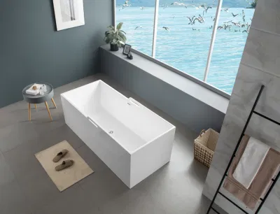 Banheiros autônomos sem costura branco fosco e banheira de acrílico branco brilhante